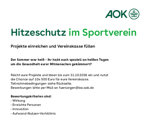 Hitzeschutz im Sportverein: Jetzt Projekte einreichen