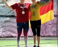 Bettina Schardt (MTG Mannheim) gewinnt bei den EMACS Masters im Wurf-Fünfkampf Gold in der W50.