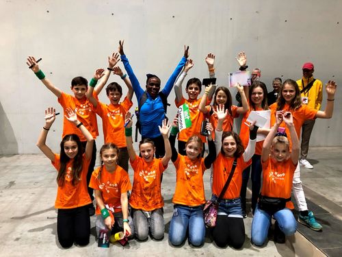 VR-Talentiade-Kids treffen die Stars beim Indoor Meeting in Karlsruhe