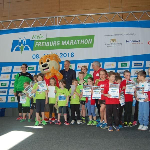 Spaß beim Kinderleichtathletik-Wettkampf im Rahmen des MEIN FREIBURG MARATHON