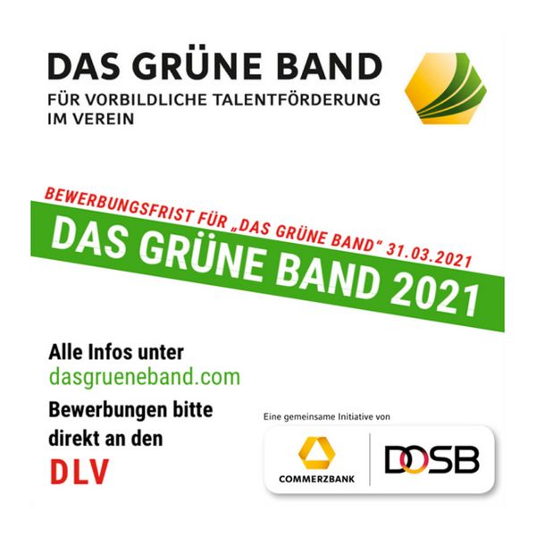 Leichtathletik-Vereine: Jetzt für das „Grüne Band“ 2021 bewerben!