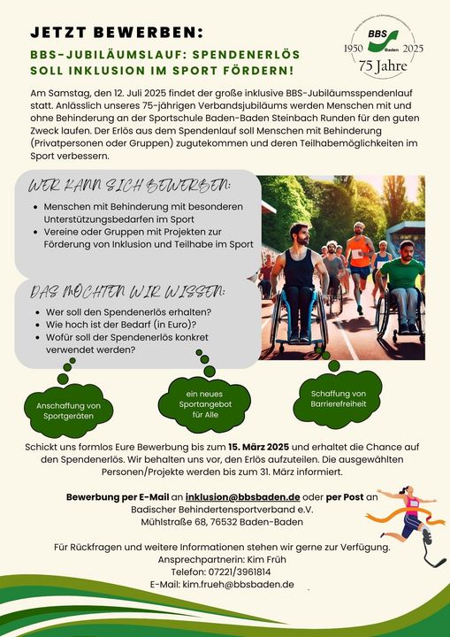 Bewerbt euch um den Erlös des Spendenlaufs – Der BBS feiert sein 75 Jähriges bestehen 