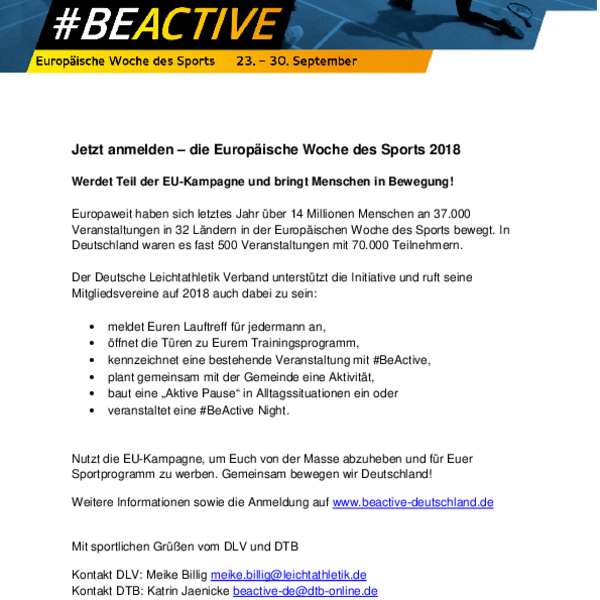 #BEACTIVE Europäische Woche des Sports