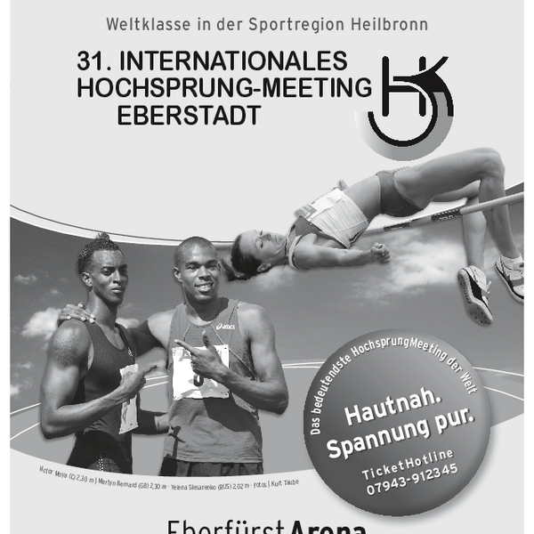 31. Internationales Hochsprung-Meeting in Eberstadt am 28.-30. August