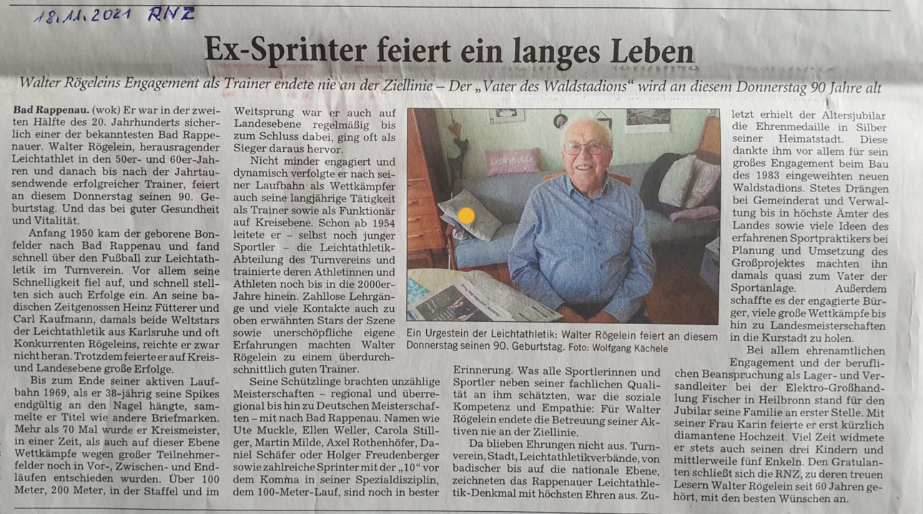 Walter Rögelein feiert 90. Geburtstag